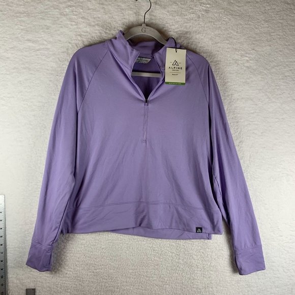 Alpine Design Top Womens Large Purple Polyester Stretch Zip Field Knit 7212 - Picture 1 of 9